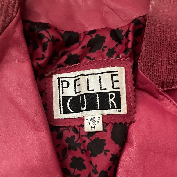 Vintage Red Leather Blazer Cropped - Picture 5 of 7